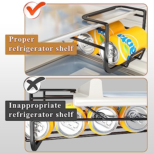 Pxrack 2-Pack Soda Can Beverage Dispenser Rack, Can Storage Organizer Holder For Refrigerator- Dispenser 5 Standard Size 12Oz Soda Cans Or Canned Food, Rust-Proof Stainless Steel, Black #TOP1