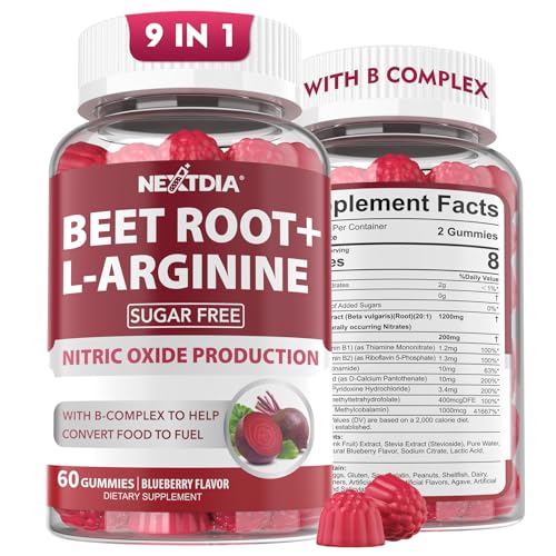 Nextdia Beet Root Gummies & L-Arginine, Nitric Oxide Supplements for Men & Women w/Organic Beets,...