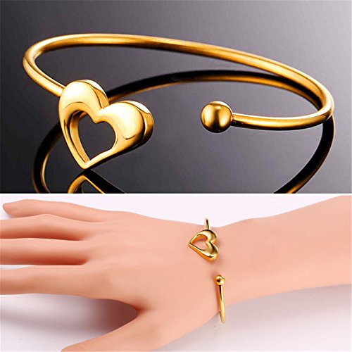 U7 GH2475K Heart Cuff Bracelet For Women thumb #1
