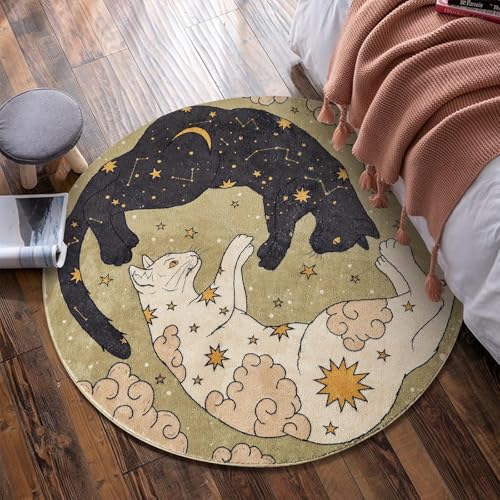 円形 ラグ カーペット AIMECO 絨毯 子供部屋 可愛 い ラグマット じゅうたん 花の形チ毯 小さめ 丸形 短い起毛 滑り止め付 和風 玄関マット 洗えるラグ 地毯 R80 マルチカラー 8