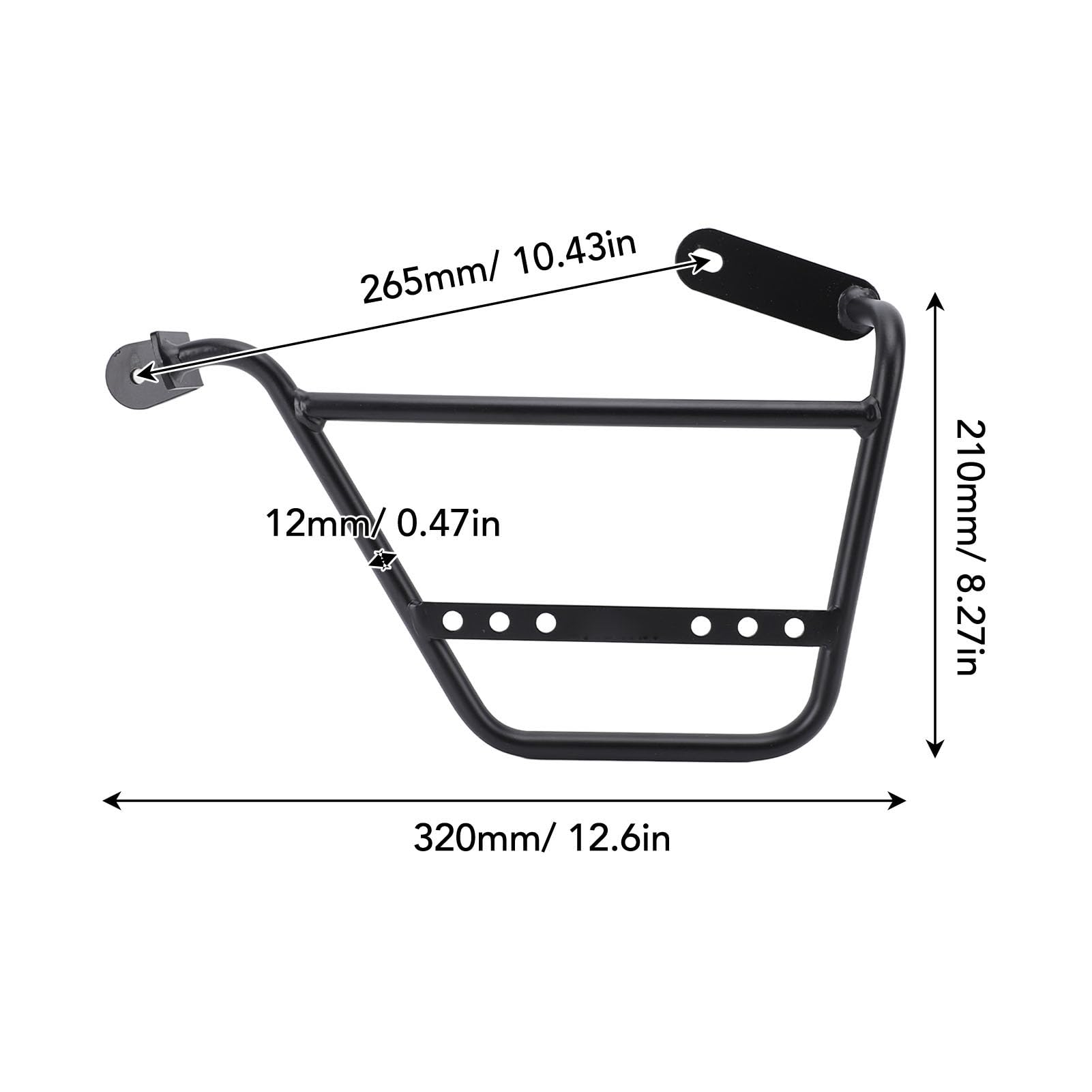 Pastel de Equipaje Lateral de la Motocicleta: Soporte de Soporte de Tubo de Hierro de 12 Mm Fuerte para V7 Stone Special, Classic Trofeo y (Izquierda: MV833 BBZJ)