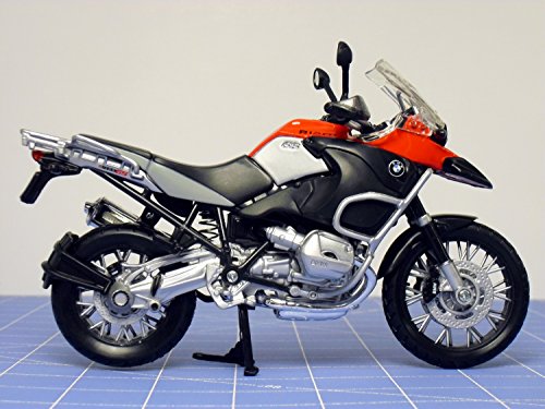Bauer Spielwaren 2049753 Maisto BMW R 1200 GS: Originalgetreues Motorradmodell, Maßstab 1:12, mit Hinterradfederung und beweglichem Seitenständer, schwarz-rot (531157), Mittel