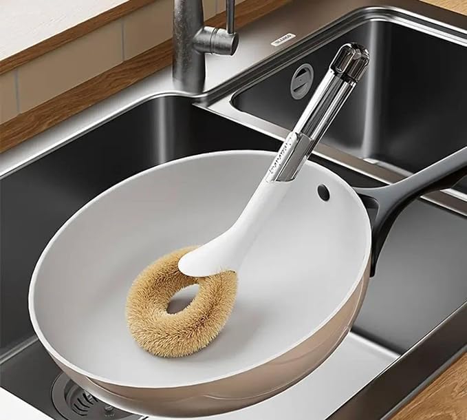BIRZAR Kitchen Cleaning Brush, Palm Coconut Multipurpose Utensil Brush, Palm Pot Brush, Premium Dishwashing Durable Scrub Pans and Pots Sink Countertop Supplies Tool, Kitchen Scrub Brush 4