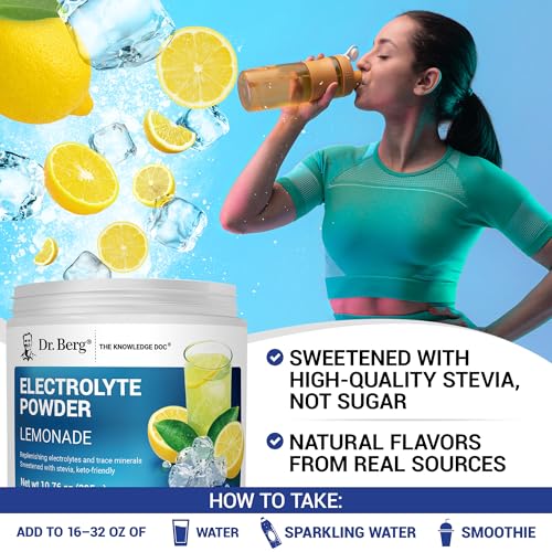 Image of Dr. Berg Zero Sugar Hydration Keto Electrolyte Powder - Enhanced w / 1000 mg of Potassium & Real Pink Himalayan Salt (NOT Table Salt) - Lemonade Flavor Hydration Drink Mix Supplement - 50 Servings