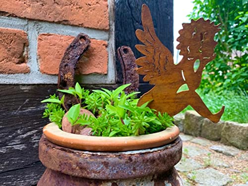 Bornhöft Garden Stake Pot Stake Set of 2 Angels Made of Patina Metal Rust Garden Decoration Christmas Rusty Garden Stake - Image 3