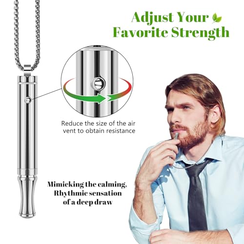 ASTOFLI Quit Smoking Breathing Necklace for Adults - Flavored Stress Breathing Necklace Stop Smoking for Women - Fidget Breathlink for Men Meditation Breathe Anxiety Whistle Necklaces Shift Breathlace2