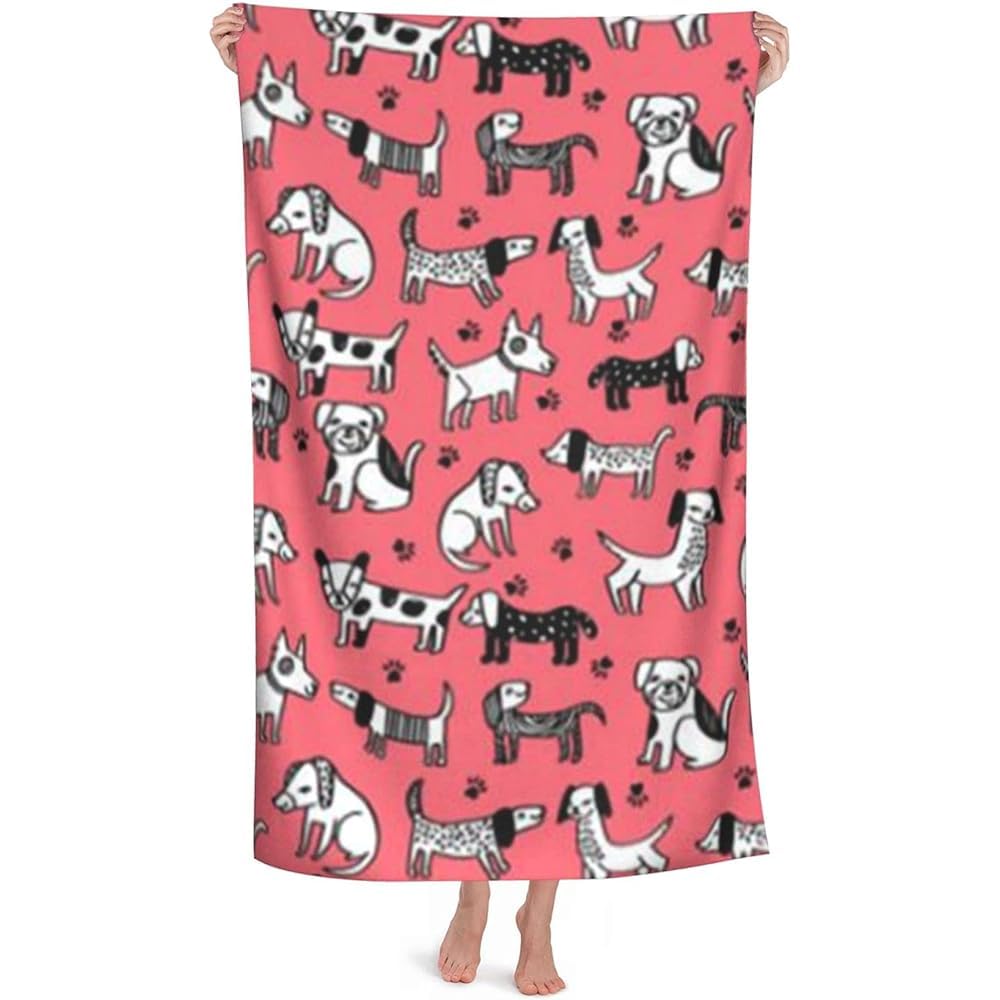 LSRCPD Pink Coral Bright Girly Pet Dog Puppy Beach Towel Highly Absorbent Microfiber Beach Blanket Soft Bath Towels 80 x 130 cm