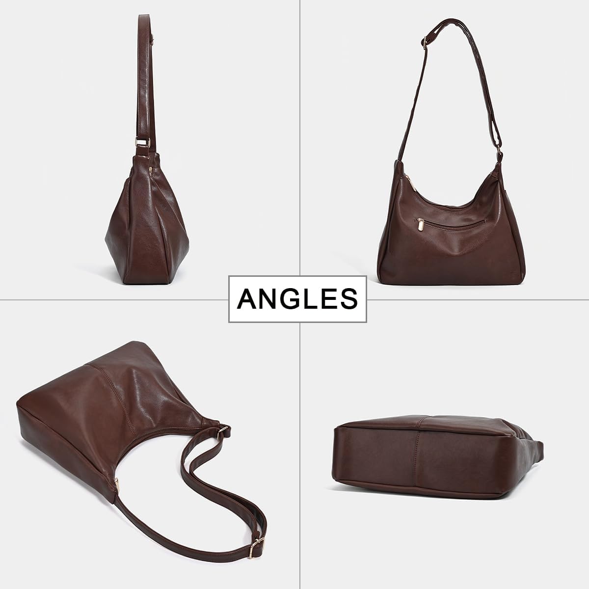 Hobo Bags for Women Vegan Leather Shoulder Purses for Women Slouchy Crossbody Tote Handbags with Adjustable Starp - Image 7