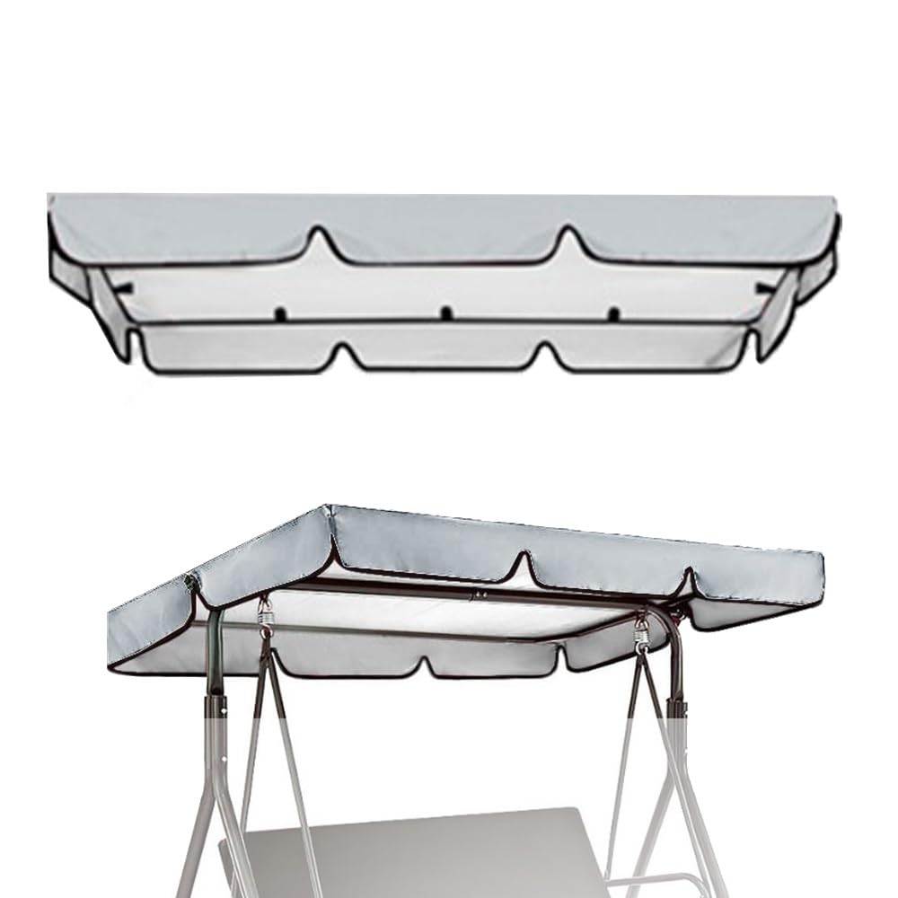Toit De Rechange pour Balancelle De Jardin Anti-UV 164x114cm 190x120cm Housse De Toit pour Balancelle 2 3 Places Toit De Remplacement pour Balançoire(Grey,75x47in-190x120cm)