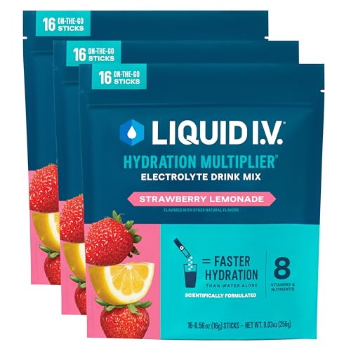 Image of Liquid I.V.® Hydration Multiplier - Strawberry Lemonade | Electrolyte Powder Drink Mix | 3 Pack (48 Servings)