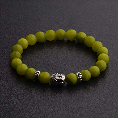 Bracelet en pierre naturelle d'agate verte élastique pour couple