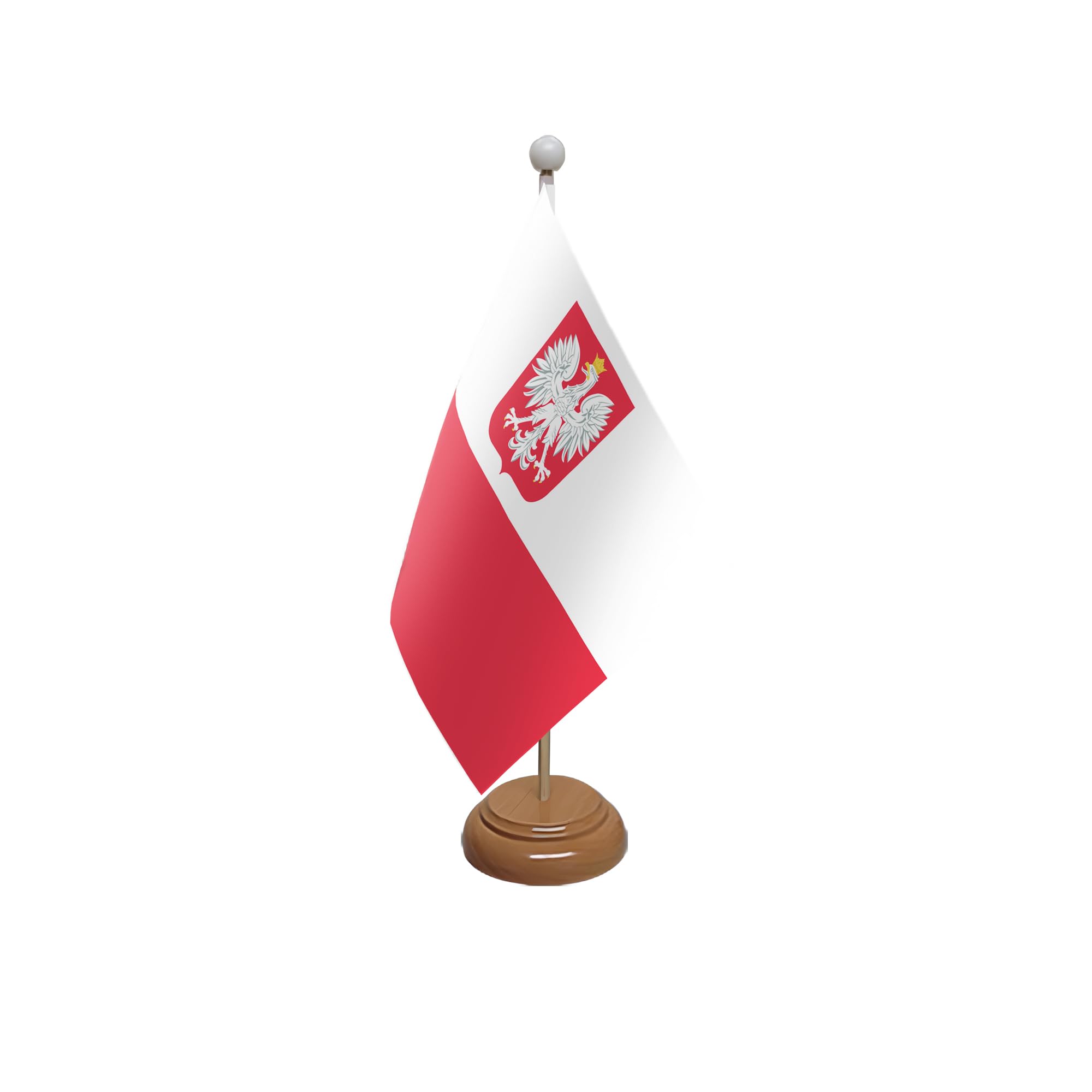 Flagtex Poland Crest Wooden Table Flag With Wooden Base — image 1