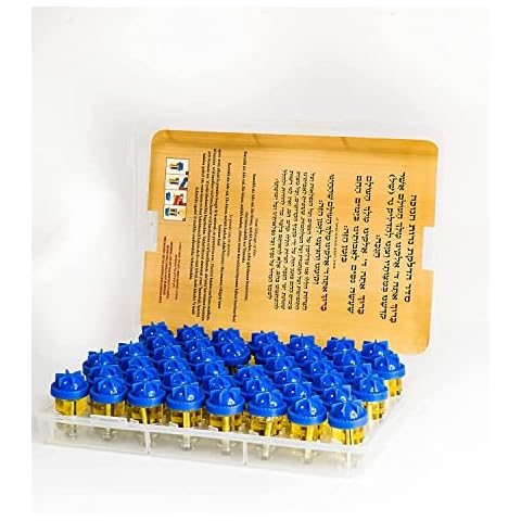 SHALHEVET LIGHT Vehaer 44 Prefilled Cups, Hanukkah, Chanukah Olive Oil Ready to Use, Fits Most Menorah (Color Liquid Oil 2:30 HR, Medium) Cover