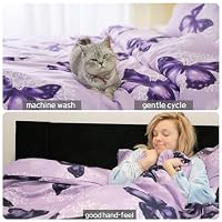 ARTALL Bed in A Bag Twin Size 6 Pieces, Purple Butterfly All Season Bedding Comforter Bed Set with Pillow Sham, Flat Sheet, Fitted Sheet, Bed Skirt, Pillowcase — image 6