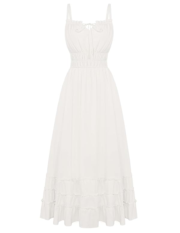 Women's Summer Maxi Dress Boho Flowy Milkmaid Sundress White L by Scarlet Darkness - Used condition - US$33.38