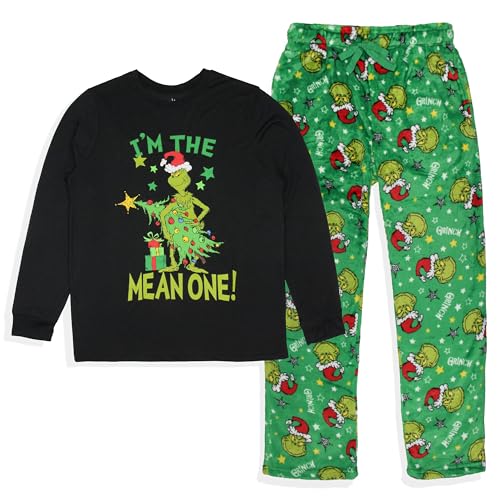 Dr. Seuss GRINCH Men's I'm The Mean One Adult Lounge Pajama Sleep Set3