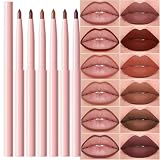 Kaely 6Pcs Retractable Lip Liner Pencils Set for Shaping & Sculpting Lips, Mauve Maroon Dark Red Orange Nude Chocolate Brown Plum Creamy Matte Velvet Pigmented Rich Lip Colors Liner Crayon Lipstick