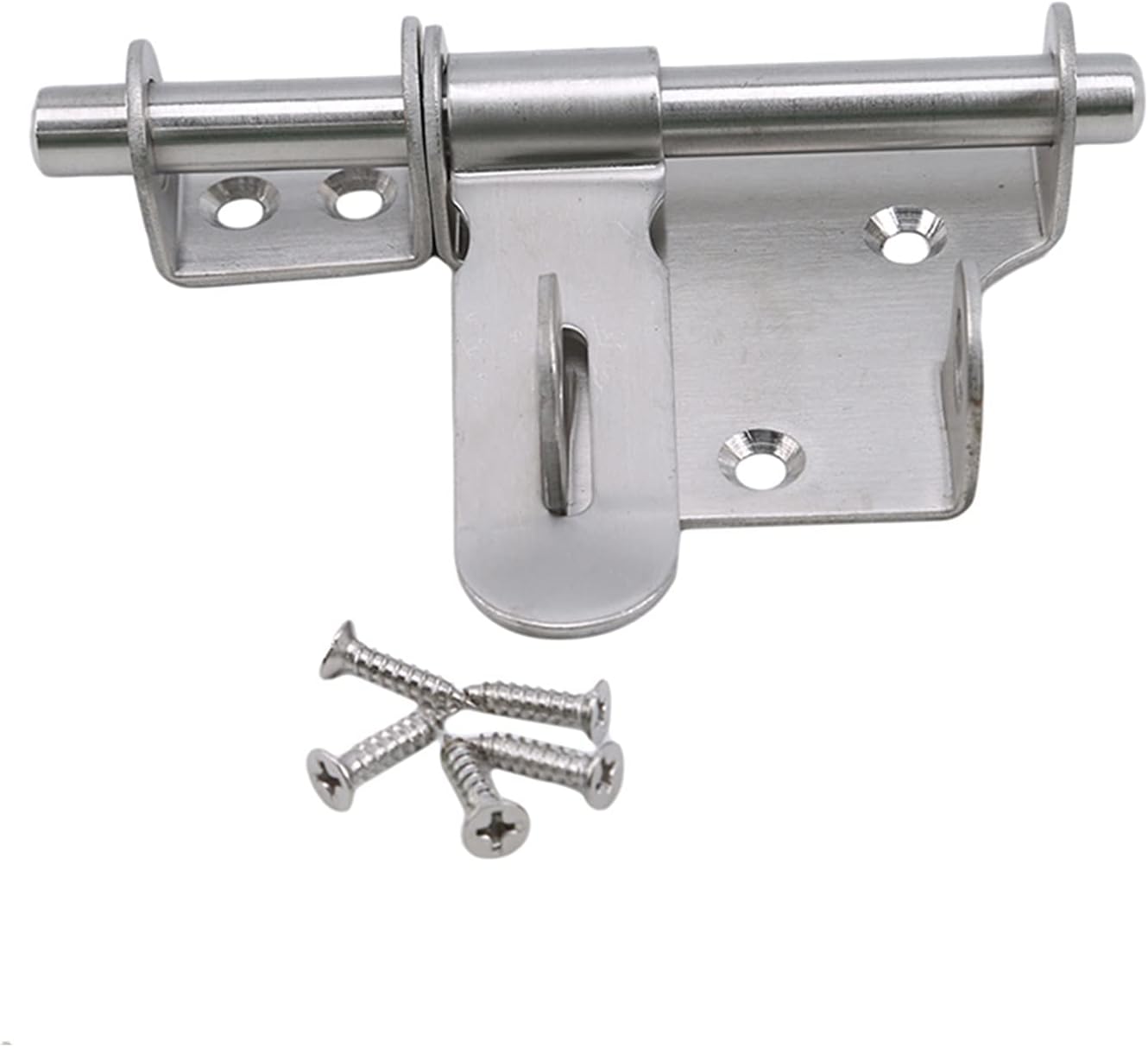 Bolt Lock Gate Bolt Long Silver Door Latch Sliding Lock Barrel Bolt Latch Hasp Staple Gate Safety Lock(15.5x8.5cm)