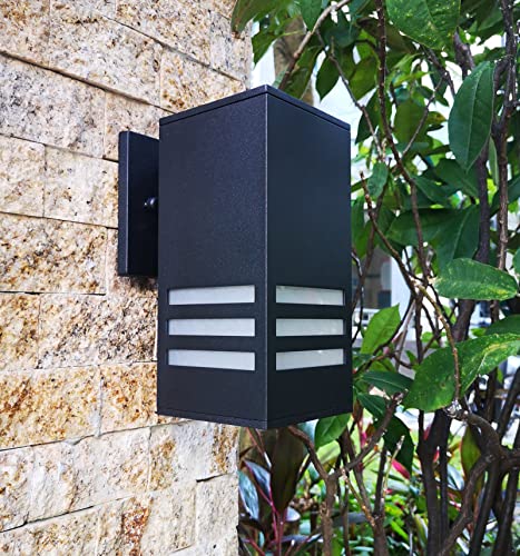 Dusk To Dawn Outdoor Wall Lantern, Zuukole Exterior Lighting - Etl Listed, Aluminum Anti-Rust Waterproof Wall Mount Rectangular Design – Up/Down Photocell Outdoor Lighting For Porch, Garage Or Patio #TOP6