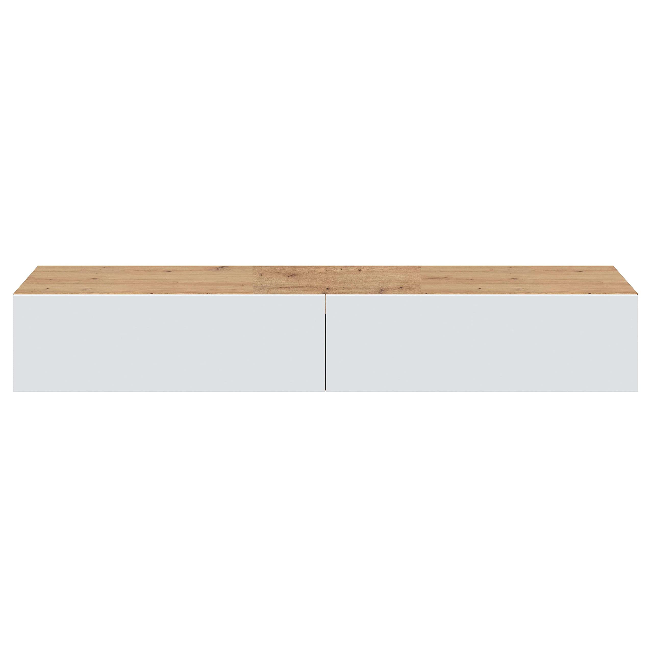 Habitdesign Muebles TV de Comedor Kaway Color Roble Nodi y Blanco Artik 35x180x28 cm