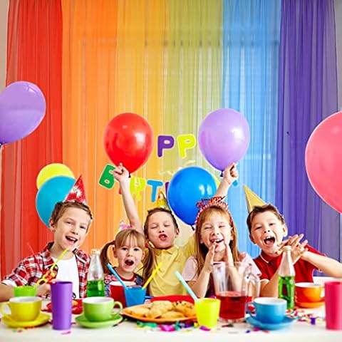 Yancorp 6 Panels Sheer Curtains Rainbow Window Decoration Voile Drapes 63 Inches Kids Girls Boys Party Favor Christmas Classroom Decor Bedroom Backdrop (Rainbow, (W40 x L63) x 6 Panels) Cover