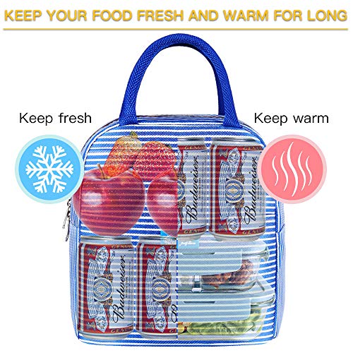 Blue Reusable Lunch Bags For Women Insulated Lunch Box Lunch Bag Women Leakproof Cooler Bag Lunch Container Meal Prep Womens Lunchbox For Men Lunch Tote Bag Lunchboxes Thermal Lunch Box #TOP1