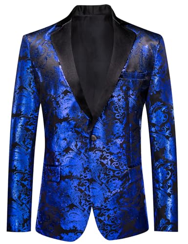 Image of Barry. Wang Men's Sport Coats & Blazers Flower Suit Jacket 1 Button Paisley Tuxedo Mardi Gras Carnival Parade Gift