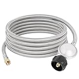 SHINESTAR 15 Feet Propane Hose with Regulator for Propane Fire Pit, Patio Heater, Gas Grill, 3/8 Inch Female Flare, Sturdy Stainless Braided