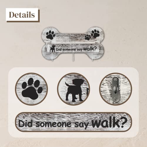 J JACKCUBE DESIGN Rustic White Bone Shape Wall Mounted Dog Leash Holder with 3 Key Holder Hooks and Extra Storage Compartment Box Shelf for Pet Treats, Accessories and more - MK679A - Image 6