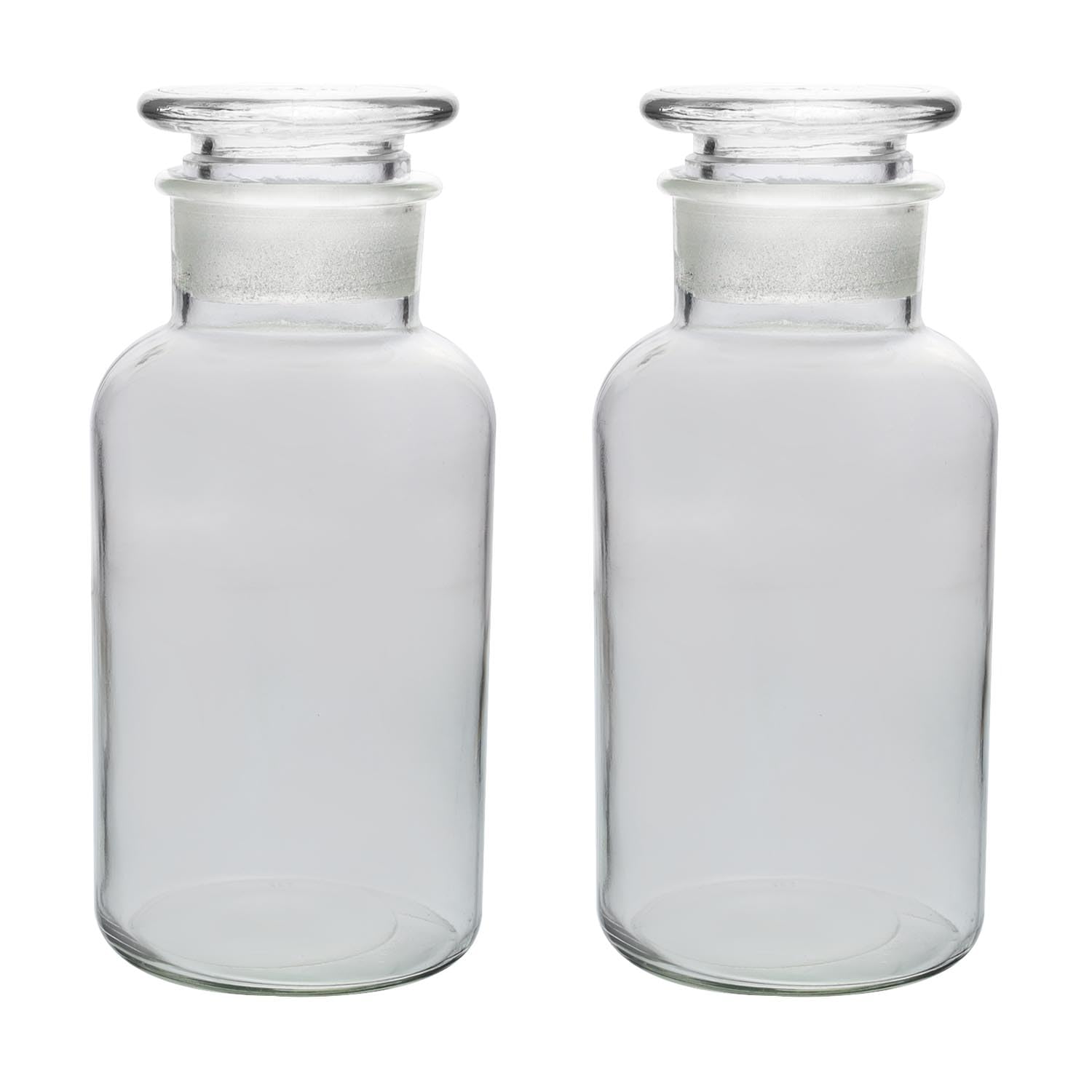Unique Home Living Clear Uhl Apothecary Jar Set Of 2 Reagent Bottles, 500Ml Glass Storage Jars With Lid, Vintage Reusable Container Refillable Bottles For Essential Oils, Bath Salts, Lotion, Perfume