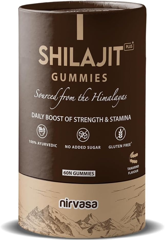Nirvasa Shilajit/Shilajeet Plus Gummies (60 Gummy) | Sugar-Free Energy, Stamina & Endurance Booster | Supports Strength, Immunity & Muscle Recovery | With Fulvic Acid & Essential Nutrients – Pack of 1