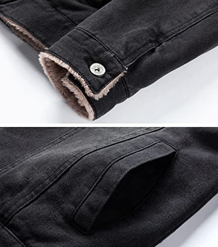 Image of EXEKE Men's Fleece Lined Denim Trucker Jacket Warm Winter Coats