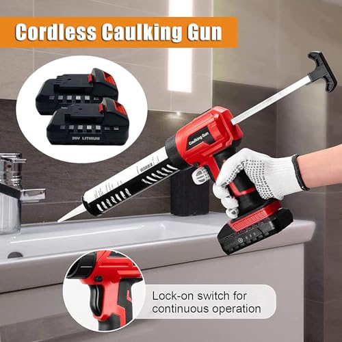 Cordless Caulking Gun 4 Adjustable Speed, 20V Electric Caulk and Adhesive Gun Kit, with Charger and 2 Li-Battery,for Home Renovations 6 Cordless Caulking Gun 4 Adjustable Speed, 20V Electric Caulk and Adhesive Gun Kit, with Charger and 2 Li-Battery,for Home Renovations - Image 6