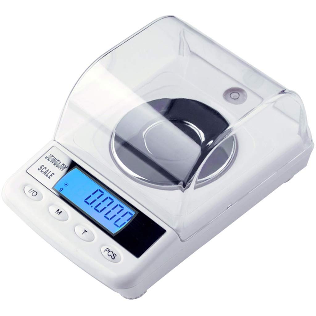 Balance électronique de Bijoux de Haute précision de 0.001g avec Balance de précision de Bouclier de brouillon Maison Mini Balance de gramme d'or Blanc