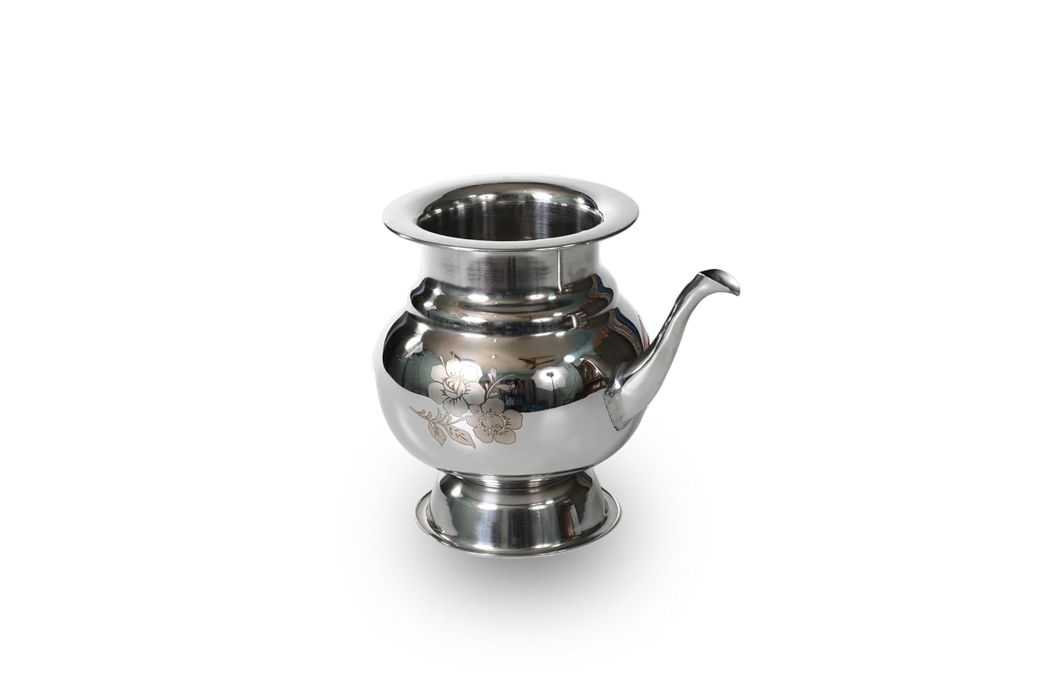 ZUKAH Premium Stainless Steel Lota | Laser-Etched Flower Design Lota | Karwa Chauth Lota | Badna | Round Lota for Poojan Diwali | Vaju Lota | Home Decoration Pack of 1|Small Size-image-37