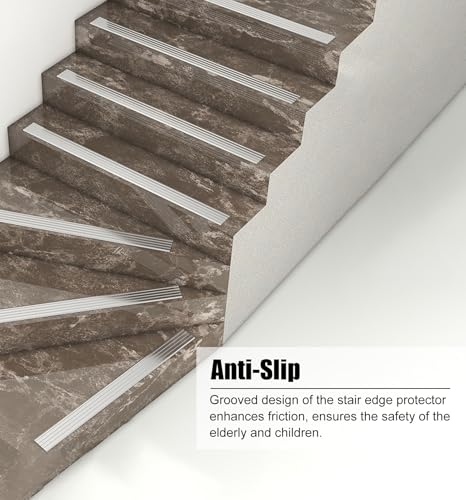 Perfil de borde de escalera de aluminio plateado barra de transicion de piso plano antideslizante 3
