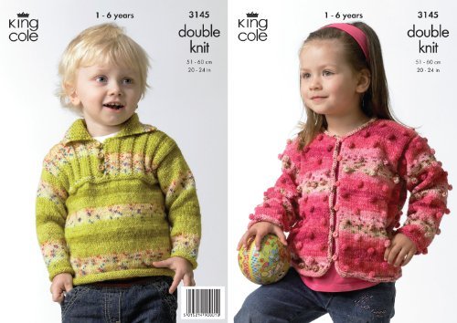 King Cole Double Knitting Pattern Kids Splash DK Girls Cardigan Boys Sweater 3145 by King Cole