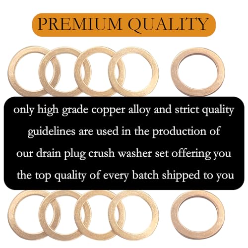 Image of 15PCS Oil Drain Plug Gasket, Compatible with Mercedes, 14mm Copper Oil Drain Plug Washer Gaskets OE PN 007603-014106