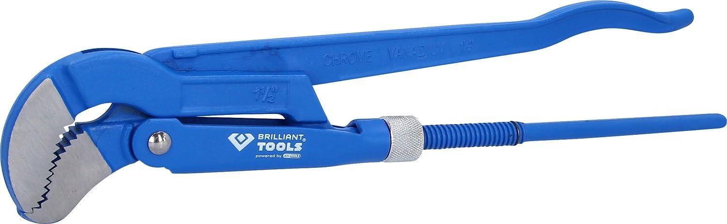 BRILLIANT TOOLS BT067115 Corner Pipe Wrench 1.1/2 Inch 45° Angled [Powered by KS Tools]