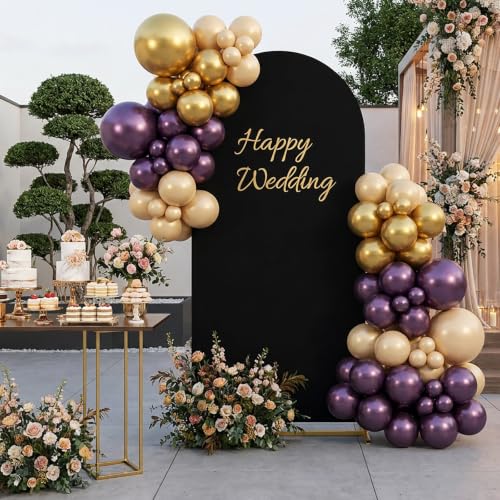 Image of Arch Backdrop Cover 7.2ft Double Color Spandex Wedding Arch Stand Covers for Birthday Party Baby Shower Gender Reveal Boy or Girl Decoration(Black&Red)