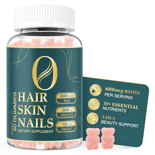 Ormelique Hair Skin and Nails Gummies - 6000mcg Biotin Gummies for Women & Men, Vegan Beauty...