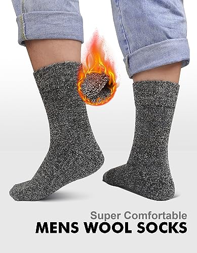 UUMIAER 5 Pairs Wool Socks Mens, Thermal Hiking Socks Thick Warm Winter Socks Soft Crew Socks (US Size 7-13)4