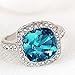 Acefeel Sea Blue Austrian Crystal Wedding Engagement Promise Ring For Women 18K White Gold Plated