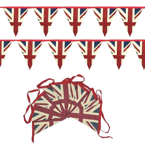 5 M Double Sided British Flag Bunting Outdoor England Bunting Fabric Buntings British Flags United Kingdom Flags Decoration Suitable For Birthday Parties British Celebration Weddings Decor
