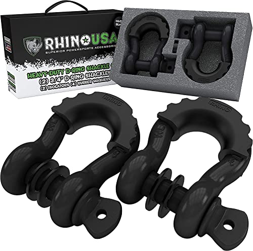 Rhino Usa D Ring Shackle 41,850Lb Break Strength – 3/4” Shackle With 7/8 Pin For Use With Tow Strap, Winch, Off-Road Jeep Truck Vehicle Recovery, Best Offroad Towing Accessories (2 Pack - Matte) #TOP17