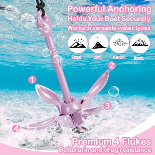 Image of Lounsweer 2 Pack 1.5 /3.5 lb Marine Kayak Anchor Kit Folding Grapnel Anchor Kit Boat Kayak Fishing Accessories for Small Boats Kayaks Canoe Paddle Boards