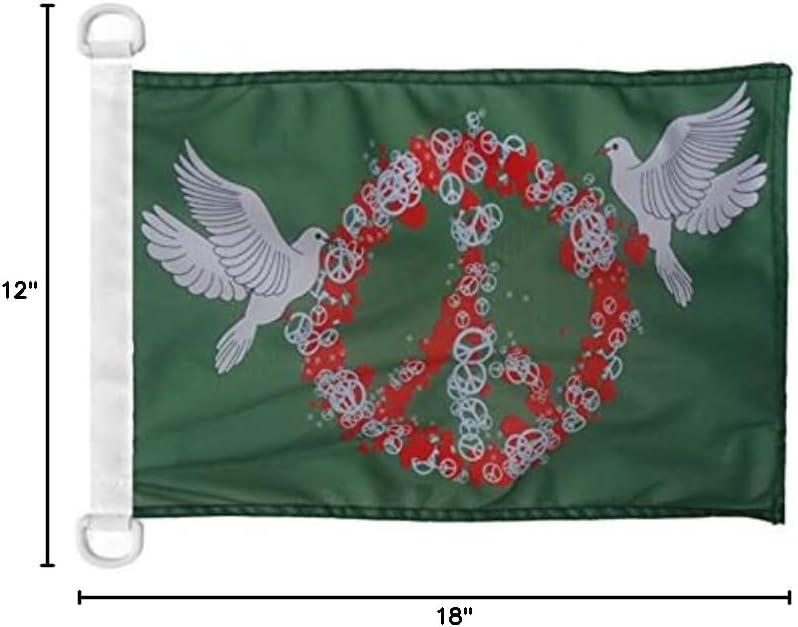 AZ FLAG Peace and Love Dove Boat Flag 12x18 in Mesh Polyester Plastic Rings image 3