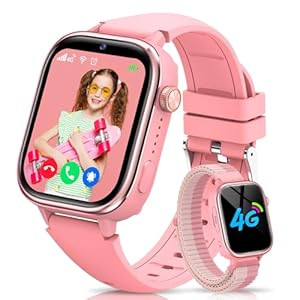 RUXINGX 4G Smartwatch Kinder, IP68 Wasserdicht Smartwatch mit GPS, SOS, Telefon, HD Videoanruf, Voice Chat, Schulmodus, Schrittzähler, Wecker, Schlafen, Kinderuhr für Mädchen und Jungen, Rosa