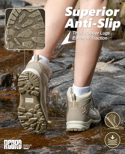 Image of R CORD Hiking Boots Women Waterproof Womens Hiking Boots for Outdoor Trekking Camping Trail Outdoor Hiking Shoes for Women