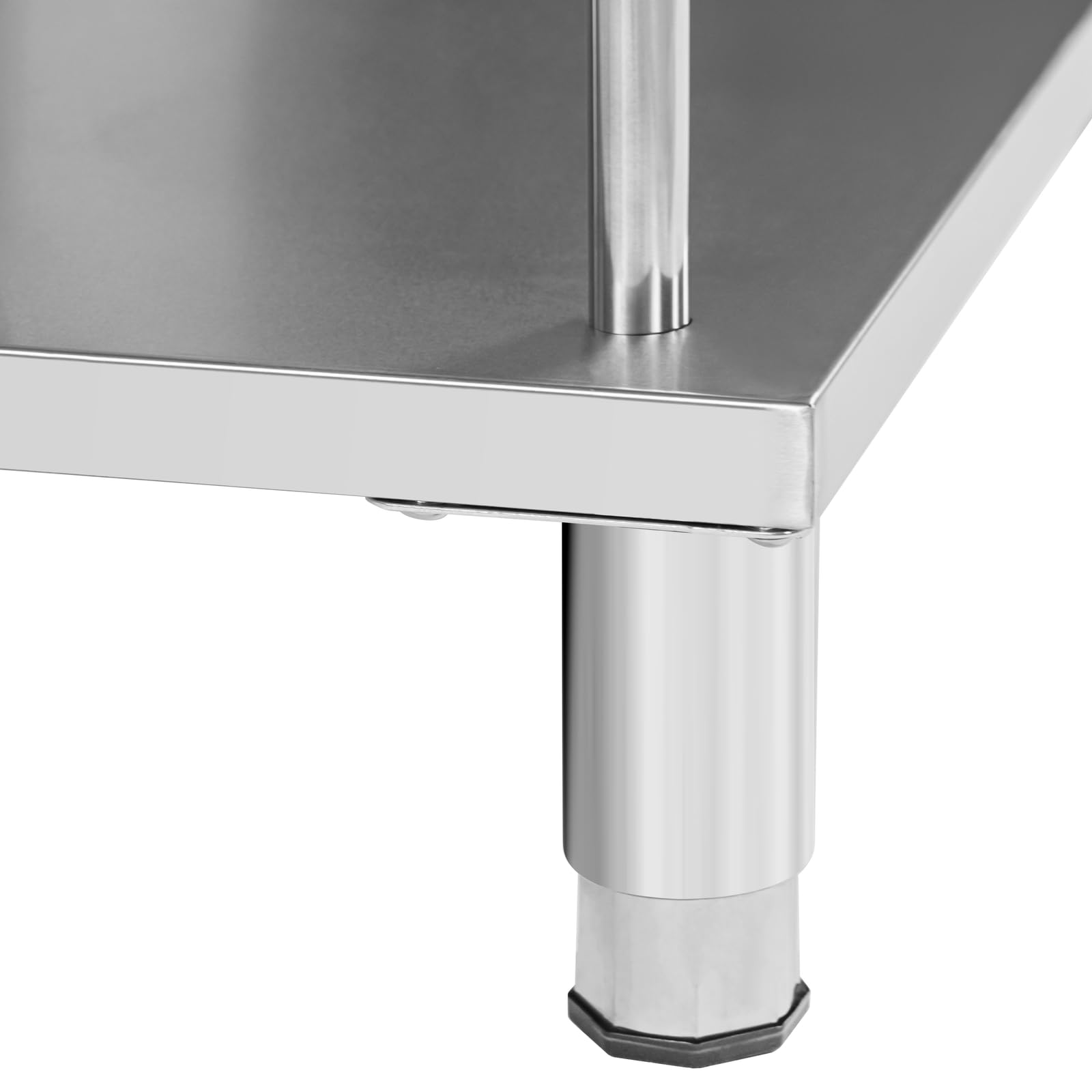 Royal Catering Tavolo bar da lavoro in acciaio inox 100 x 30 x 105 cm 4 ripiani con schienale e bordo - Tavolo da lavoro inox - Tavolo da bar